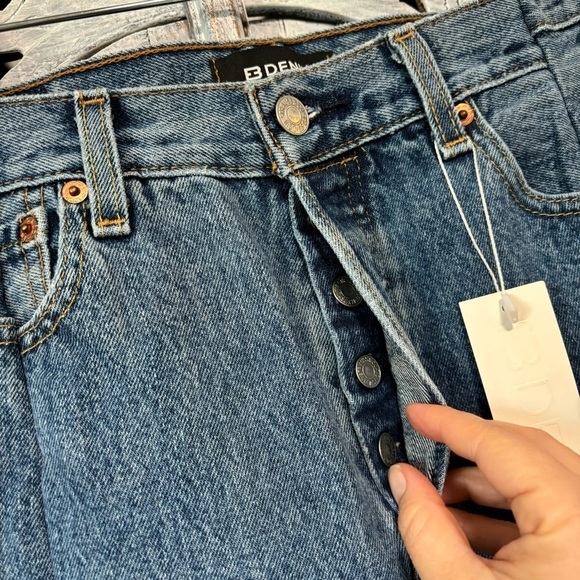 NWT EB Denim Split Hem OGs Vintage Blue 501 Up Cycled High Waist Jeans - Picture 14 of 16